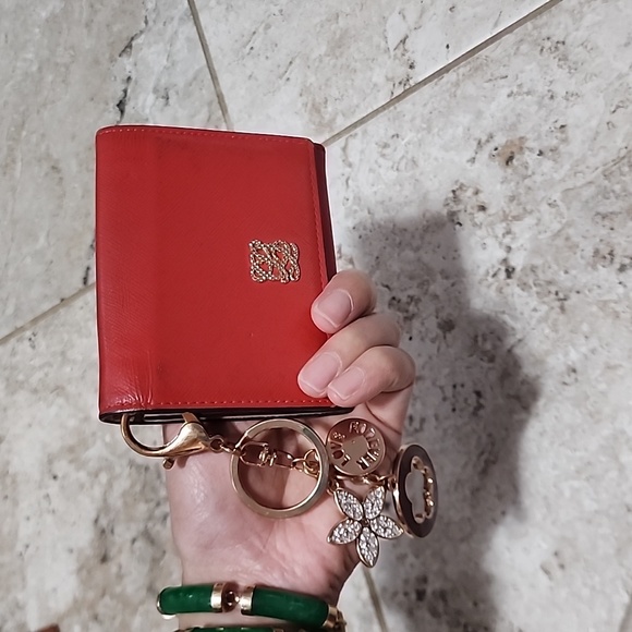 Louis Quatorze Charm Detailed Folding Half Saffiano Leather Wallet - Picture 2 of 9